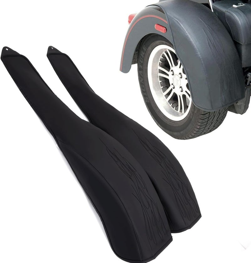 VPZMT PU Leather Flame Rear Trike Fender Bra for Harley Tri Glide Ultra Classic FLHTCUTG 2009-2025, Street Glide Trike FLHXXX 2010-2011 (Black) - Image 1